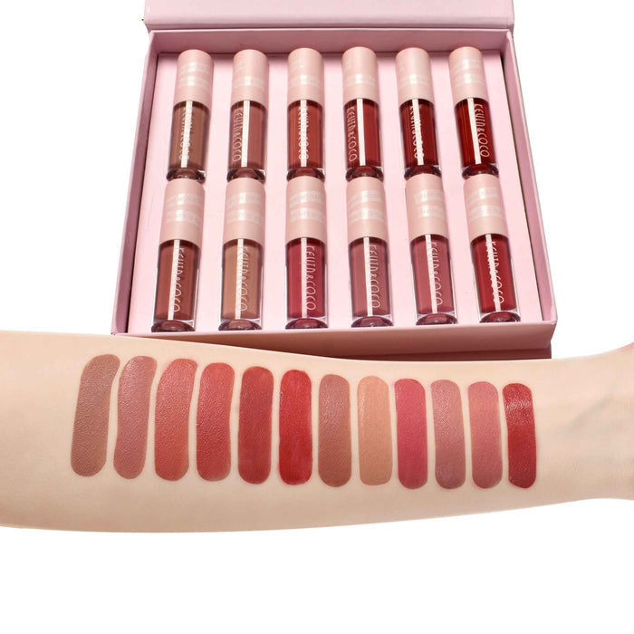 12 Colors Waterproof Non Lip Stick Gloss Cup Set
