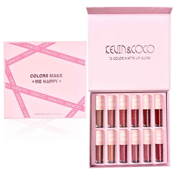 12 Colors Waterproof Non Lip Stick Gloss Cup Set