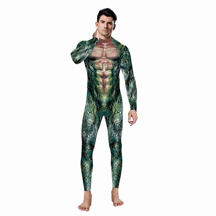 Animal Snake Pattern 3D Digital Printing One Piece Set Long Sleeve