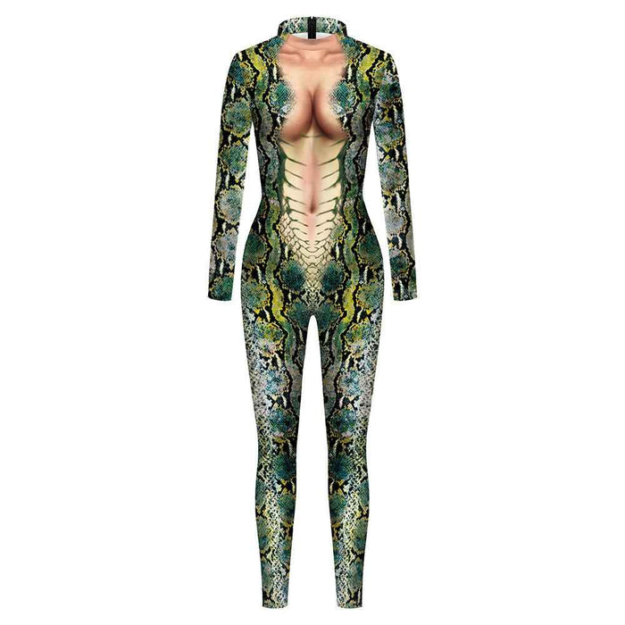 Animal Snake Pattern 3D Digital Printing One Piece Set Long Sleeve