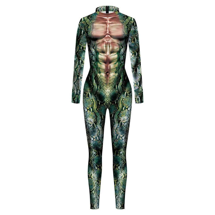 Animal Snake Pattern 3D Digital Printing One Piece Set Long Sleeve