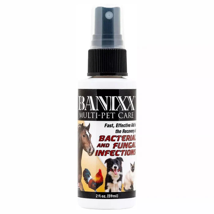 Banixx Anti-Bacterial, Anti-Fungal Spray for Dogs, Cats, Poultry, Horses 2oz 8oz