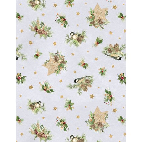 Bird & Pine Toss Gray- Let It Snow-Man!
