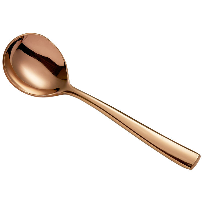 Bon Chef S3001RG Manhattan 6 3/8" 18/10 Extra Heavy Weight Rose Gold Stainless Steel Bouillon Spoon - 12/Pack