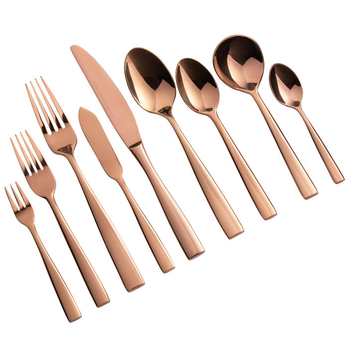 Bon Chef S3001RG Manhattan 6 3/8" 18/10 Extra Heavy Weight Rose Gold Stainless Steel Bouillon Spoon - 12/Pack