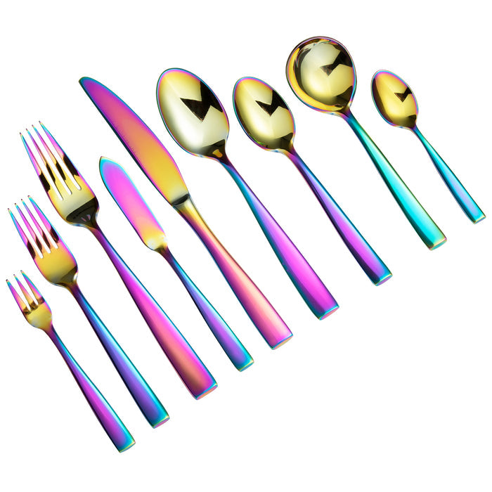 Bon Chef S3008RB Manhattan 5 3/8" 18/10 Extra Heavy Weight Rainbow PVD Stainless Steel Oyster Fork - 12/Pack