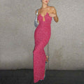 Bright Silk Suspender Backless Sheath Dress