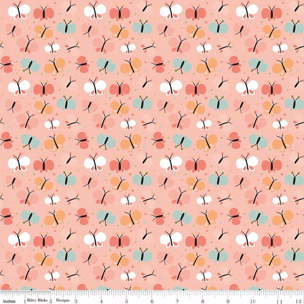Butterflies Coral Flannel- I Love You to the Moon
