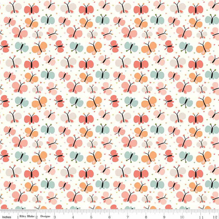 Butterflies White Flannel-I Love You to the Moon