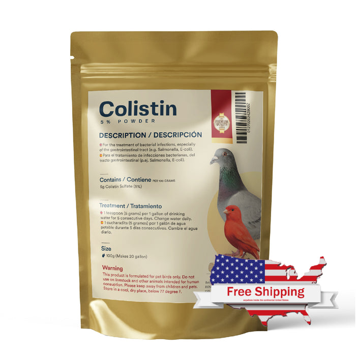 Colistin 5% Powder for Birds - 100g. Treats/Prevents a Variety of Infections