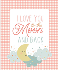 Coral Panel Flannel- I Love You to the Moon