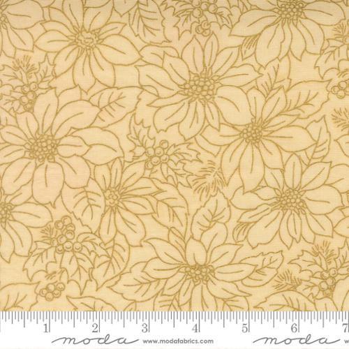 Cream Poinsettia Blooms Floral Damask- Merry Manor