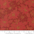 Crimson Poinsettia Blooms Floral Damask- Merry Manor