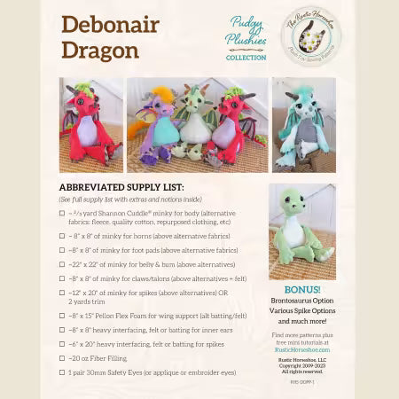 Debonair Dragon Plush Toy Pattern