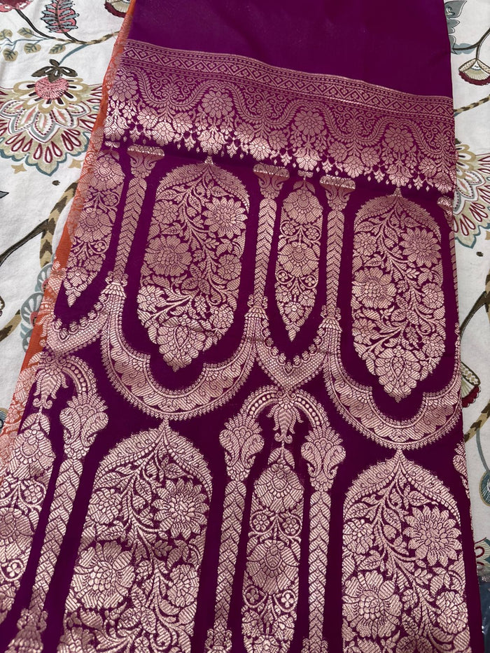 Drushti Royal Wine Purple Banarasi-Style Zari Work Designer Saree with Tasselled Pallu