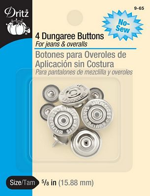 Dungaree Buttons Nickel 5/8 in