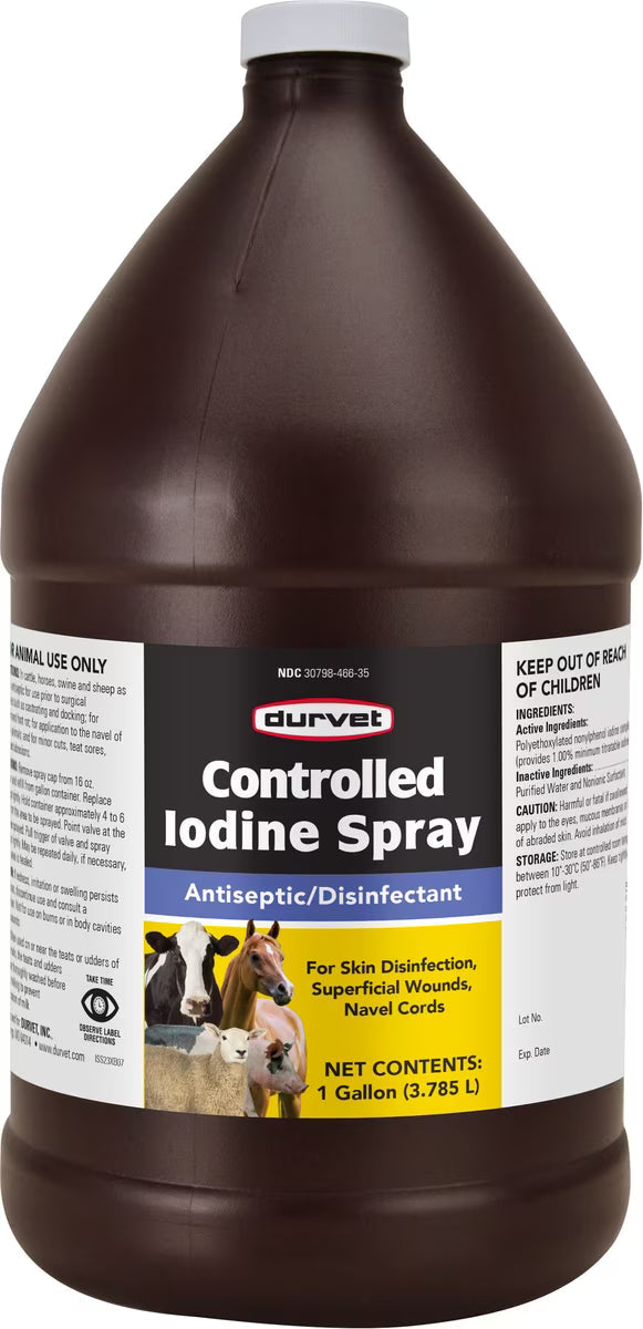 Durvet Controlled Iodine Farm Animal First Aid Spray, 1-gal