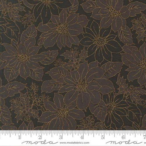 Ebony Poinsettia Blooms Florals Damask- Merry Manor