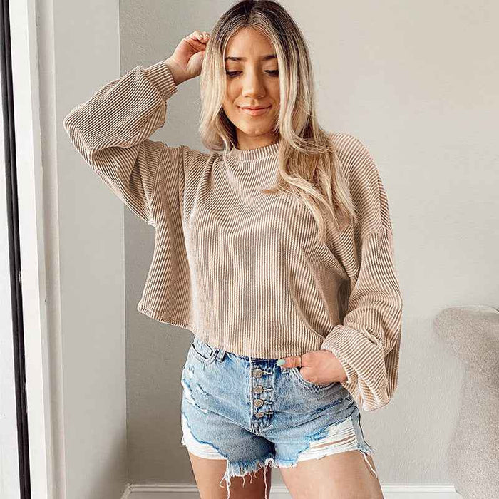 European And American Leisure Drop-shoulder Round Neck Pullover