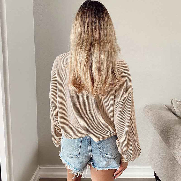 European And American Leisure Drop-shoulder Round Neck Pullover