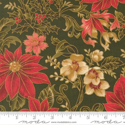 Evergreen Poinsettia Large Floral Jacobean- Merry Manor