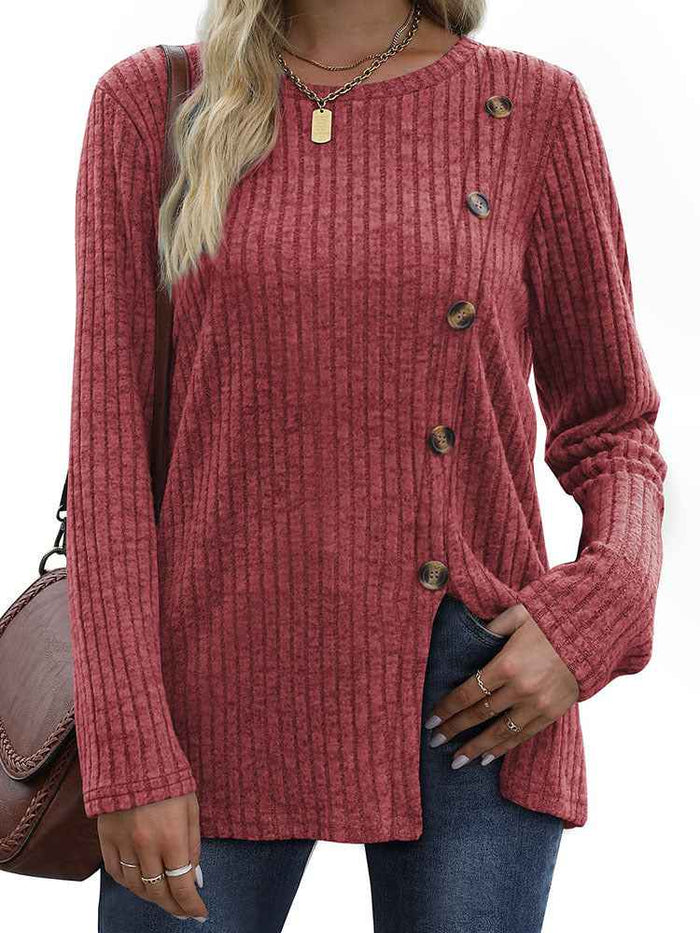 Fashion Autumn Casual Solid Long Sleeve T-shirt