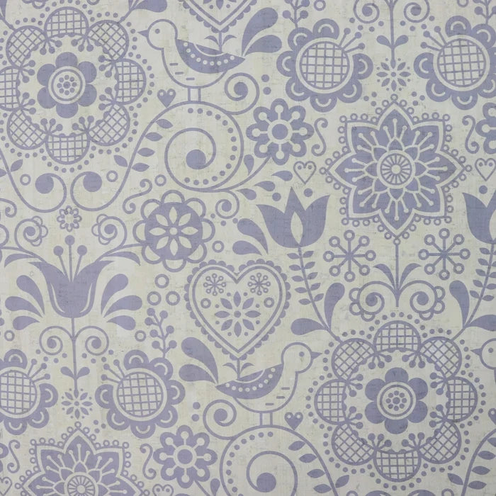 Floral Folk Art Cork 1/2 yard cut