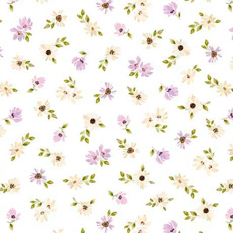 Floral Toss White- Serendipity Linen