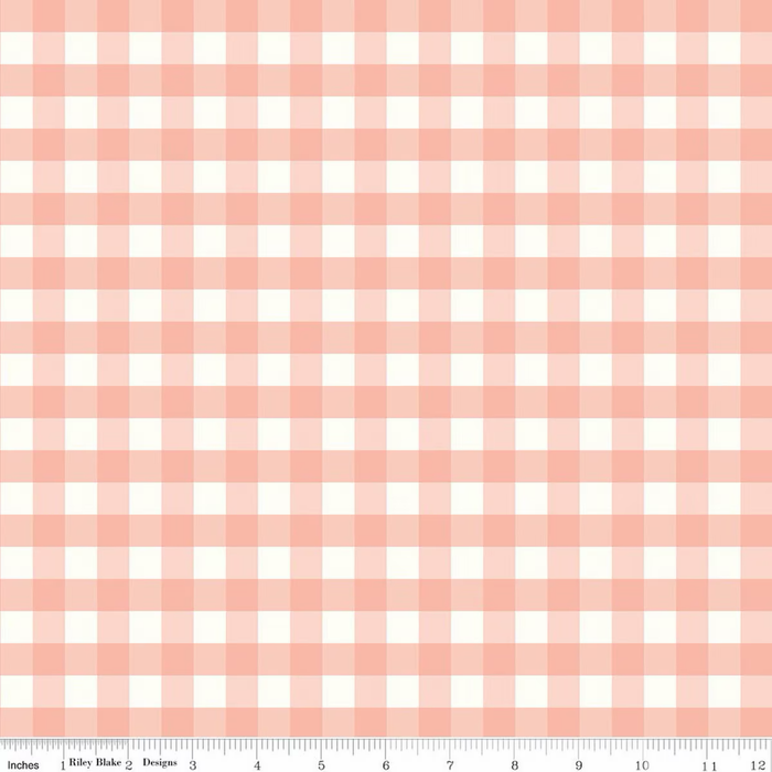 Gingham Coral Flannel- I Love You to the Moon