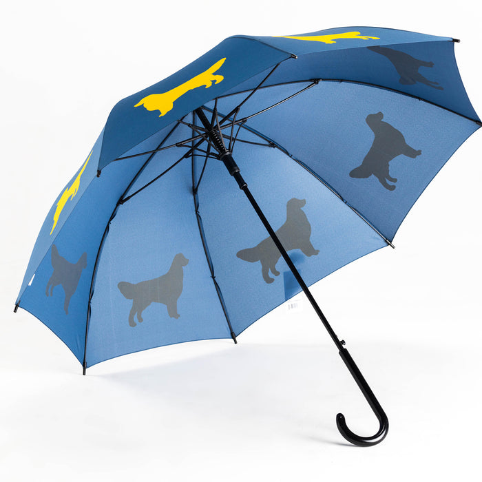 Golden Retriever Umbrella Gold on Navy Blue