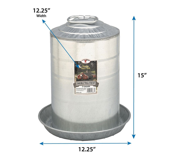 Little Giant Double Wall Metal Poultry Fount, 3-gal