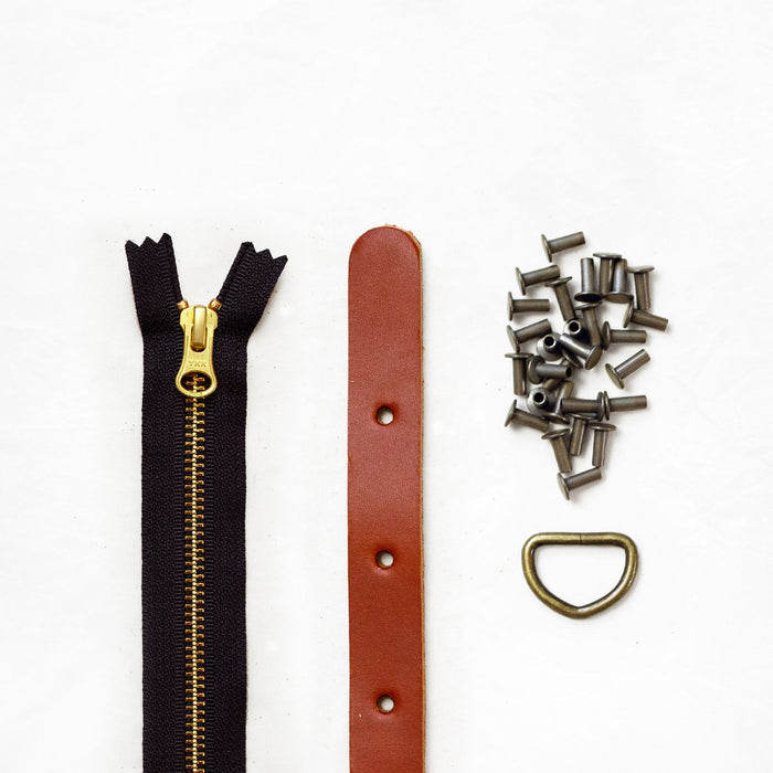 Maywood Totepack Chestnut Leather + Antique Brass Hardware Kit