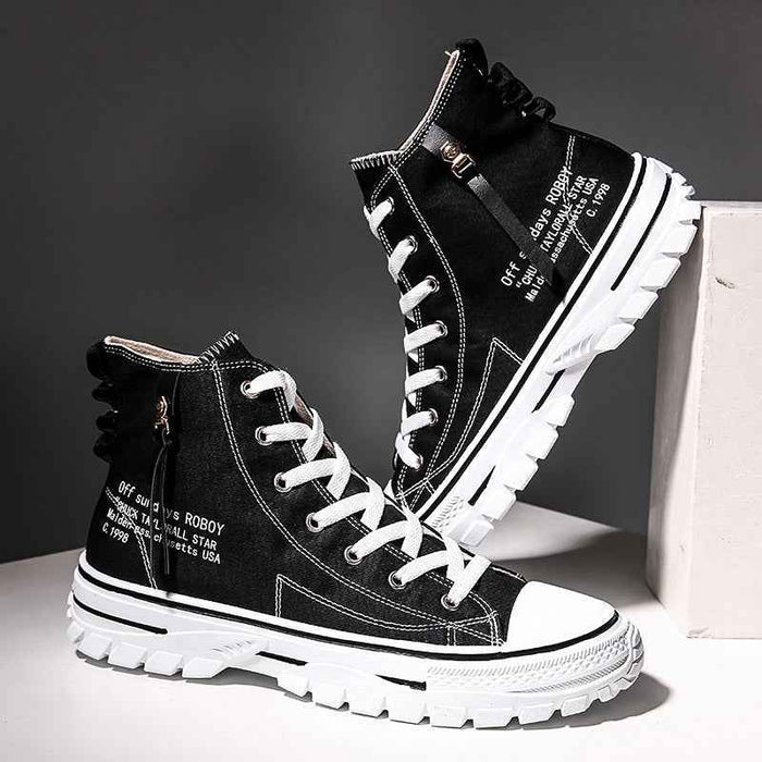 Men's Canvas Shoes, Breathable Thick Sole, Casual Shoes