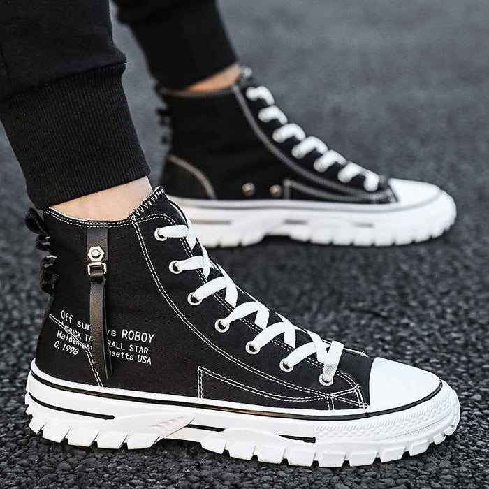 Men's Canvas Shoes, Breathable Thick Sole, Casual Shoes
