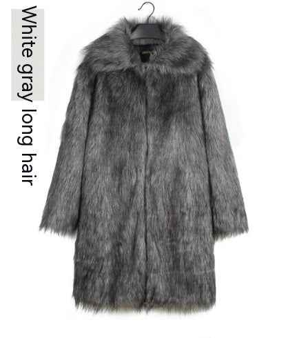 White Gray Long Fur / L