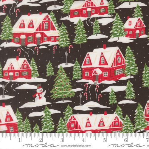 Midnight Cardinals Village Landscape- Holiday Cheer