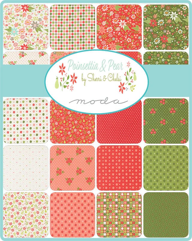 Moda Fabric Pre Cuts Moda Poinsettia and Pear Jelly Roll - The Sewing Studio
