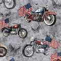 Motorcycles and American Flags- Steel