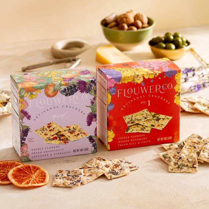 Flouwer Co. Artisanal Crackers in Apéritif and No. 1 flavor