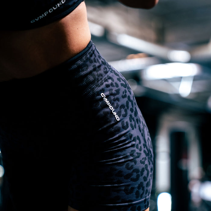 New Women's Active: Black Leopard Shorts