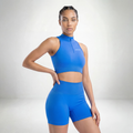 New Women's Active: Sleeveless Crop Zip (Electric Blue)