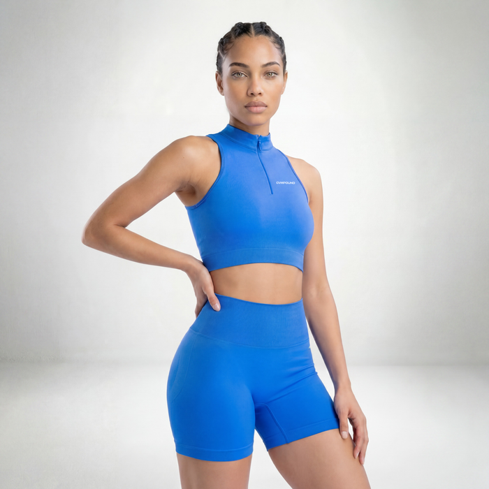 New Women's Active: Sleeveless Crop Zip (Electric Blue)