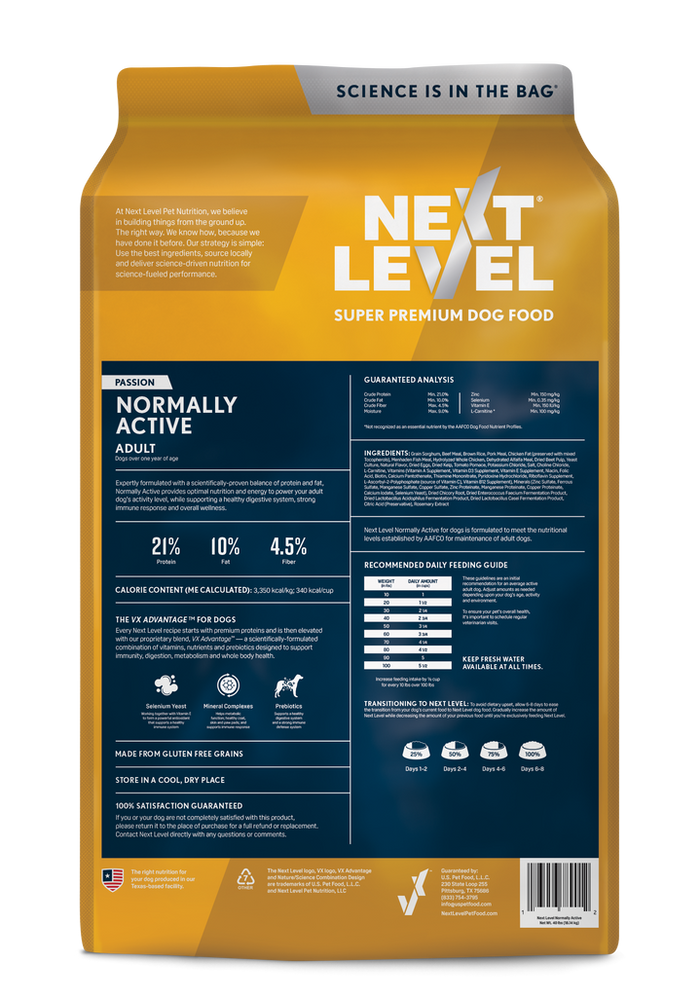 Next Level Super Premium Dog Food vNormally Active