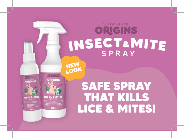 Origins Insect & Mite Spray (Vetafarm) for Rabbits & Small Animals - 6 Week Shield
