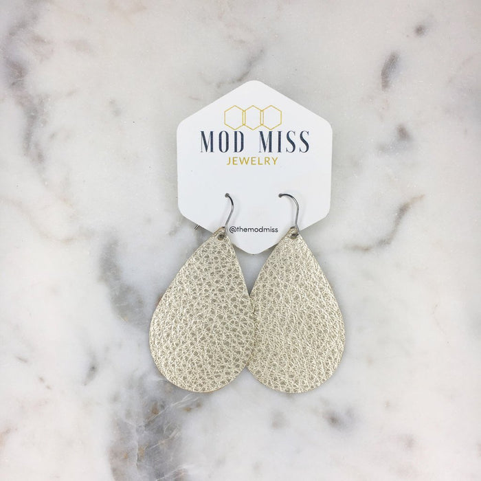 "Oyster" Metallic Pearl Chunky Teardrop Earrings - twistedbuffaloboutique
