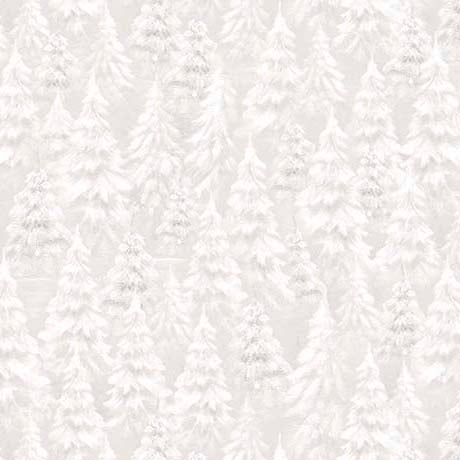 Pale Gray Snowy Trees- Woodland Wonder Flannel
