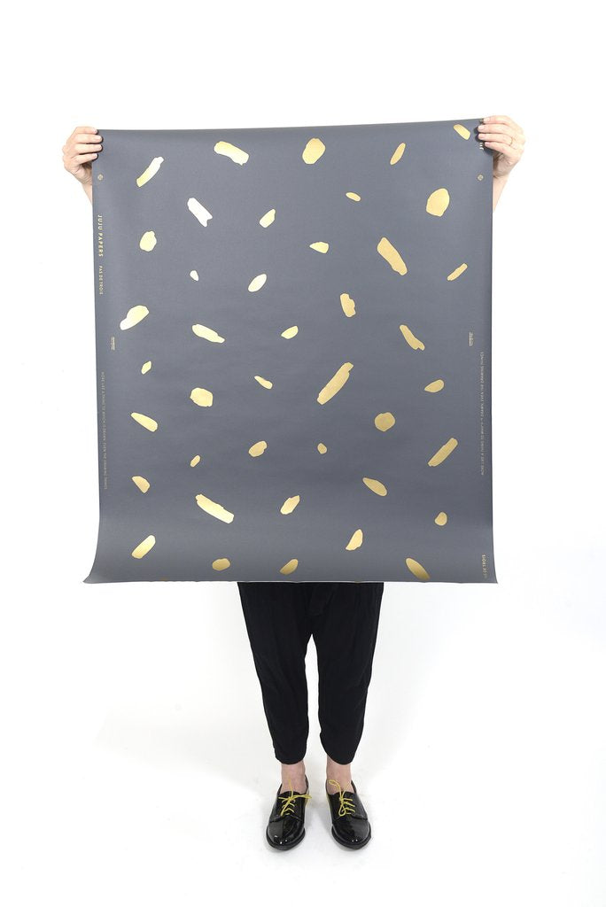 Pas De Trois - Gold on Charcoal Wallcovering