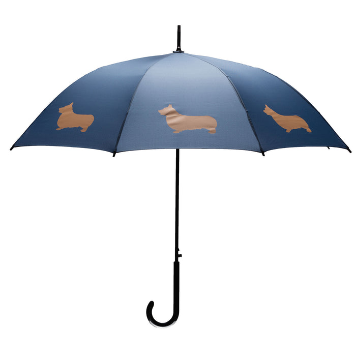 Pembroke Welsh Corgi Umbrella Tan on Navy Blue