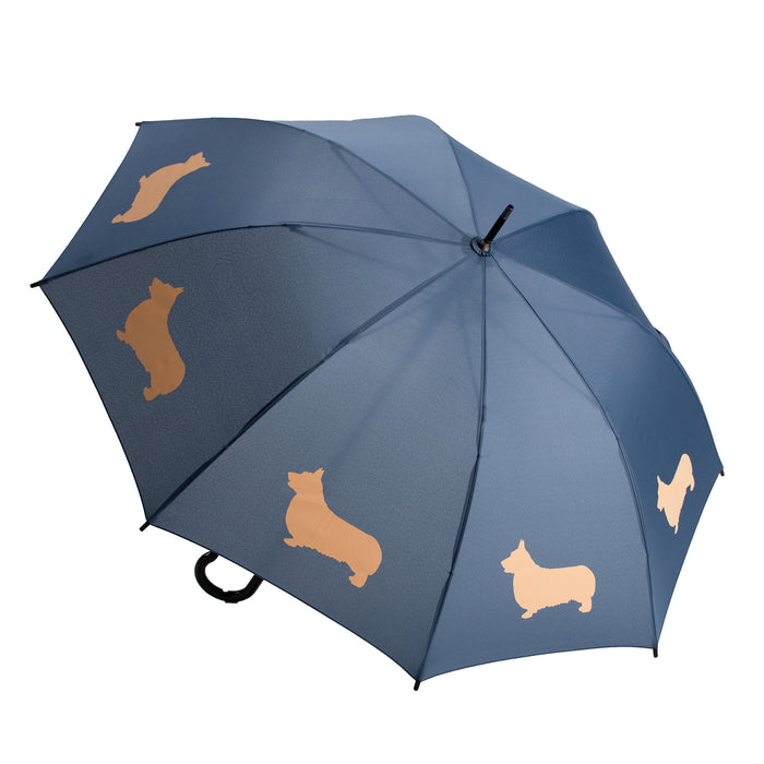 Pembroke Welsh Corgi Umbrella Tan on Navy Blue