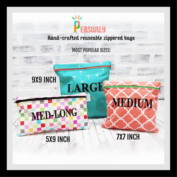 Personalized Dinosaurs on Black Reusable Food Bag